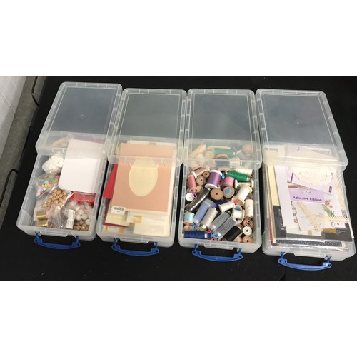 478 - Four plastic boxes of craft ware