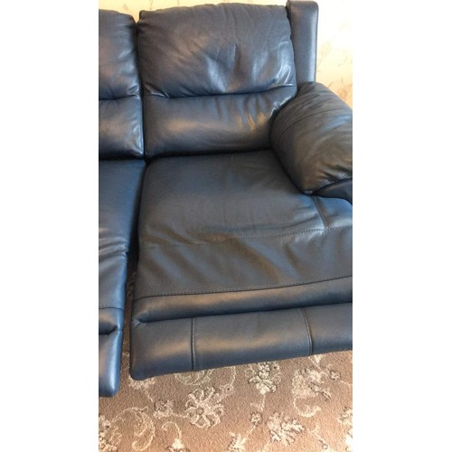 618 - Blue leather two seater fully reclining electric chair see all pictures