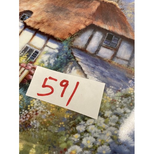 591 - 6 cottage scene collectors plates - 3 by Royal Doulton