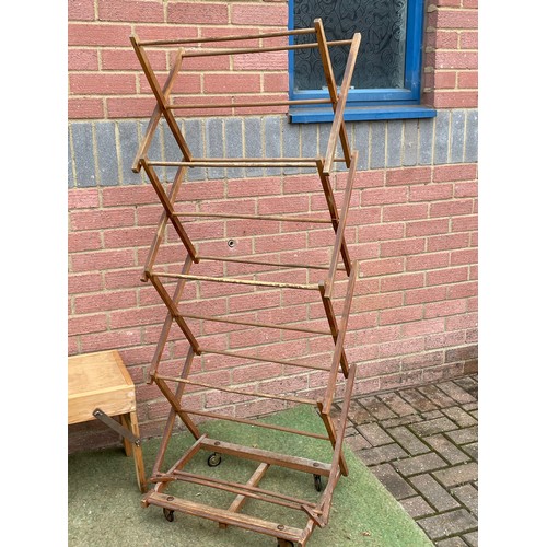 558 - Folding artist easel table & vintage wooden clothes rack