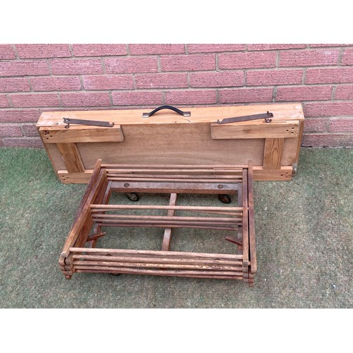 558 - Folding artist easel table & vintage wooden clothes rack