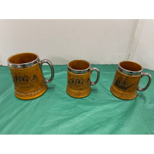 531 - 3 lord nelson pottery tankards