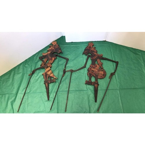 327 - Two wooden puppets ( two pieces need gluing )