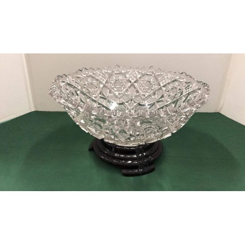 34 - Cut glass fruit bowl on black stand