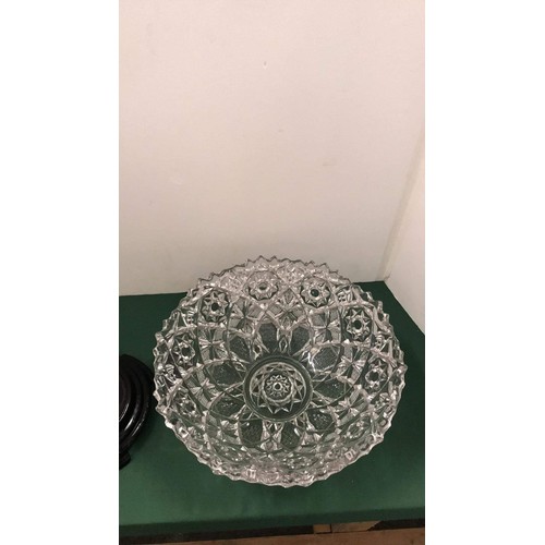 34 - Cut glass fruit bowl on black stand