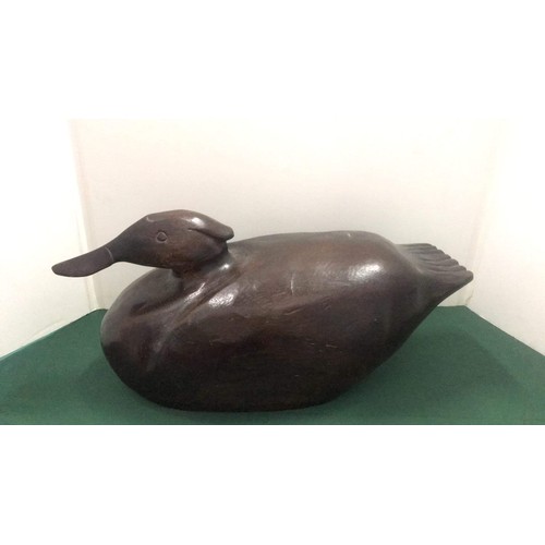 35 - Large carved wooden duck sculpture