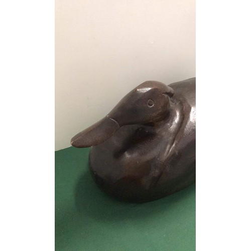 35 - Large carved wooden duck sculpture