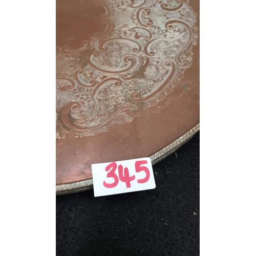 345 - large copper and silver tea tray