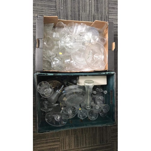 343 - two boxes of mixed glass ware