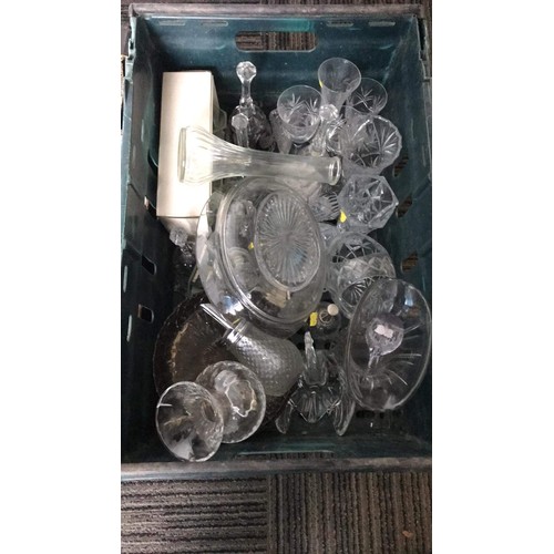 343 - two boxes of mixed glass ware