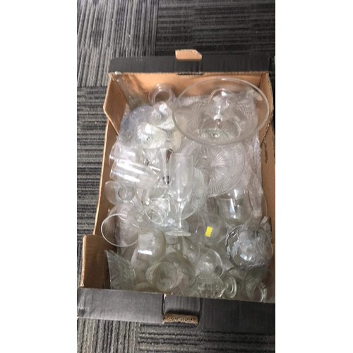 343 - two boxes of mixed glass ware