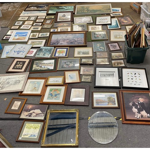 277 - Selection of watercolour's, mirrors, artwork & frames