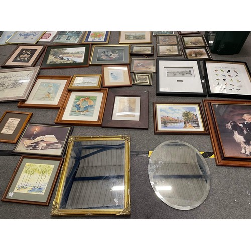 277 - Selection of watercolour's, mirrors, artwork & frames