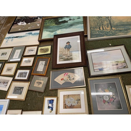 277 - Selection of watercolour's, mirrors, artwork & frames