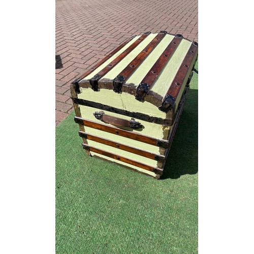 400 - painted vintage travel trunk with dome top