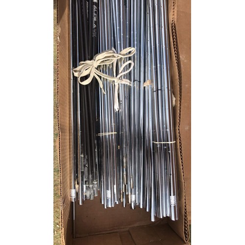 432 - box of golf club handles and putter heads