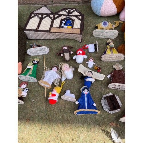 426 - Crochet nativity set & cuddly toys