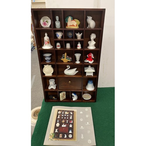 445 - display rack with miniature china ware by different makers