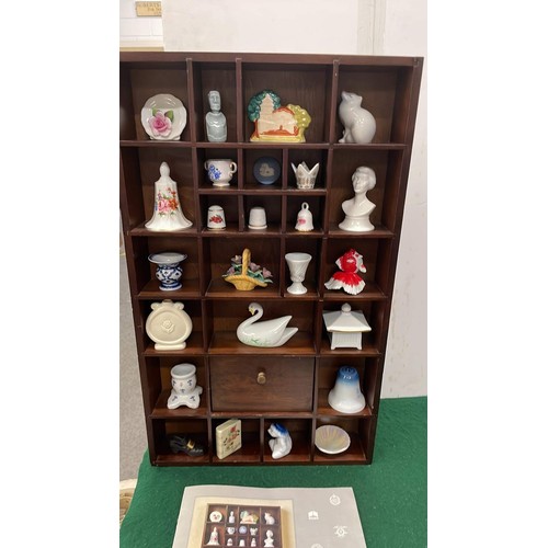 445 - display rack with miniature china ware by different makers