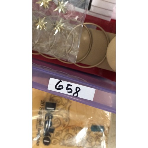 658 - Christmas items including packaged Christmas lantern