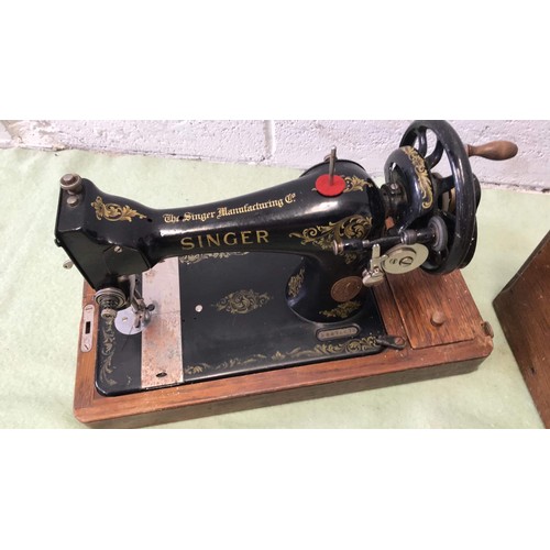 55 - CASED SINGER SEWING MACHINE CASE NEEDS WORK