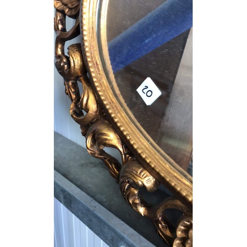 20 - GOLD COLOURED OVAL MIRROR