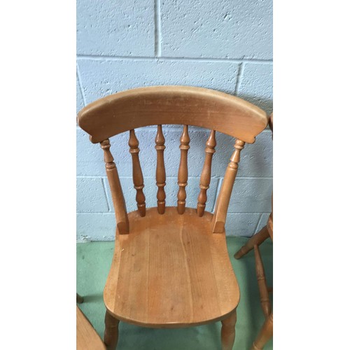 16 - FOUR BEECH SPINDLE BACK FARM HOUSE KITCHEN CHAIRS