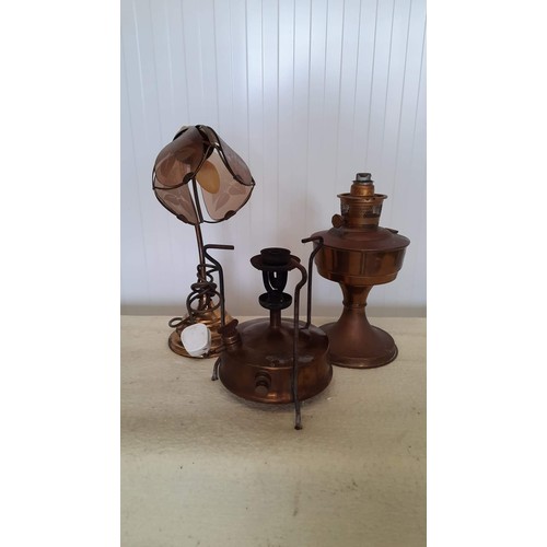 4 - oil lamp / lamp and brass stove