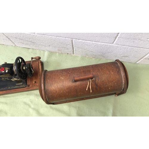 55 - CASED SINGER SEWING MACHINE CASE NEEDS WORK