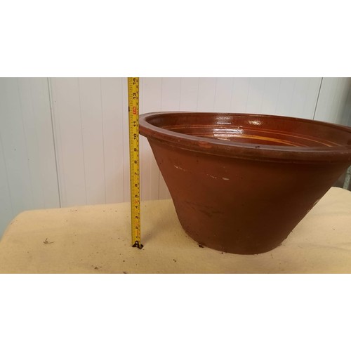 106 - terracotta earthenware glazed pot used