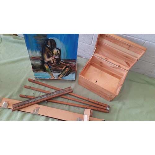 150 - artists easels canvas and box