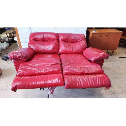 146 - red two seater electric reclining sofa used working when tested