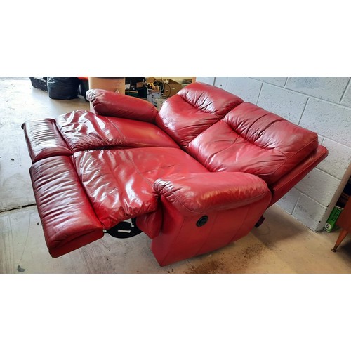 146 - red two seater electric reclining sofa used working when tested