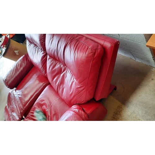 146 - red two seater electric reclining sofa used working when tested