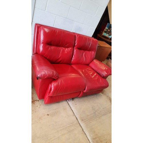 146 - red two seater electric reclining sofa used working when tested