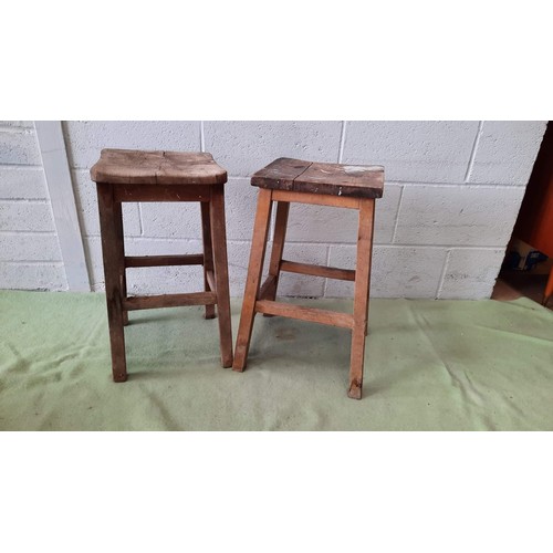 136 - two vintage wooden high stools