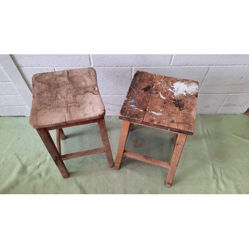 136 - two vintage wooden high stools