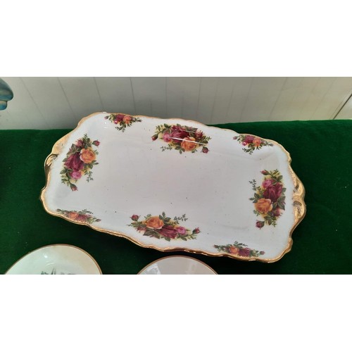 126 - pin dishes wit ship motif, royal Albert country rose tray and more