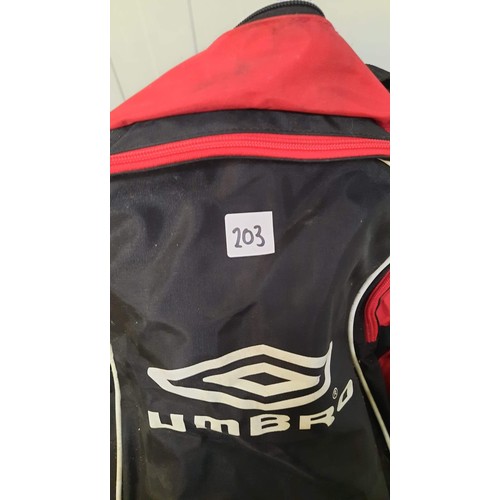 203 - mixed items to include Umbro bag