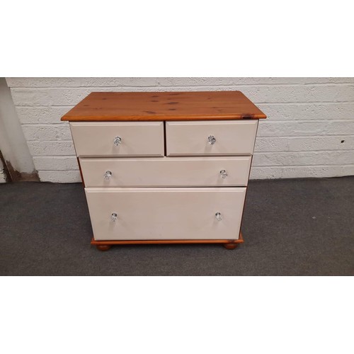 469 - 2 OVER 2 PINE TWO TONE CHEST OF DRAWERS