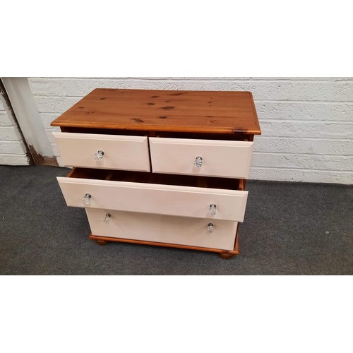 469 - 2 OVER 2 PINE TWO TONE CHEST OF DRAWERS