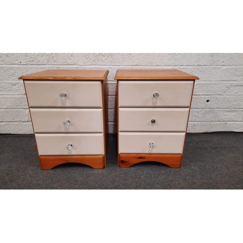 467 - PAIR OF PINE TWO TONE THREE DRAWER CHESTS