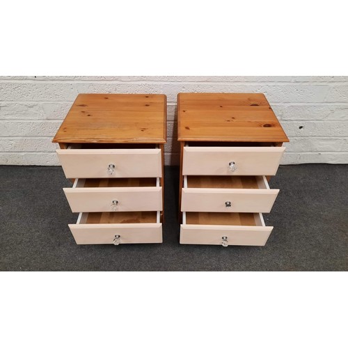 467 - PAIR OF PINE TWO TONE THREE DRAWER CHESTS