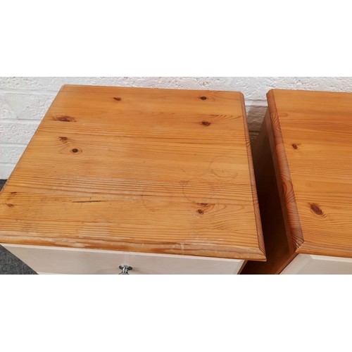 467 - PAIR OF PINE TWO TONE THREE DRAWER CHESTS