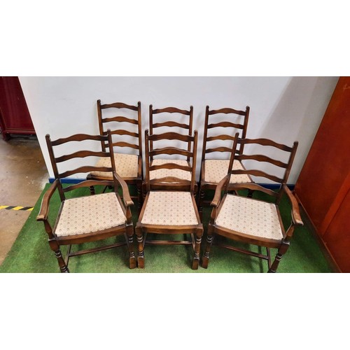 134 - SIX LADDER BACK CHAIRS