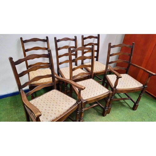 134 - SIX LADDER BACK CHAIRS