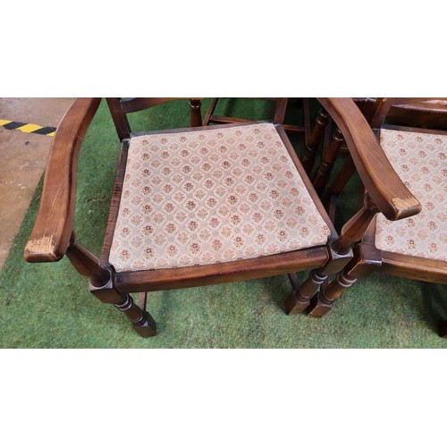 134 - SIX LADDER BACK CHAIRS