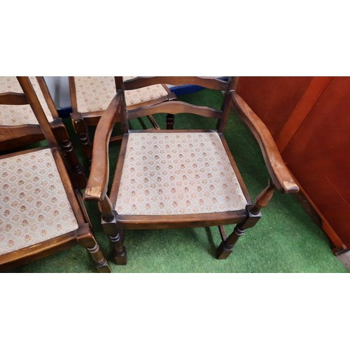 134 - SIX LADDER BACK CHAIRS