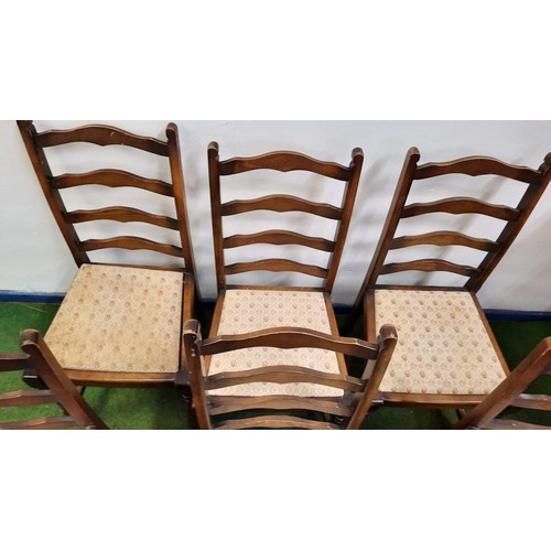 134 - SIX LADDER BACK CHAIRS