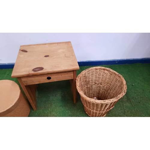 138 - BOX , STOOL AND BASKET